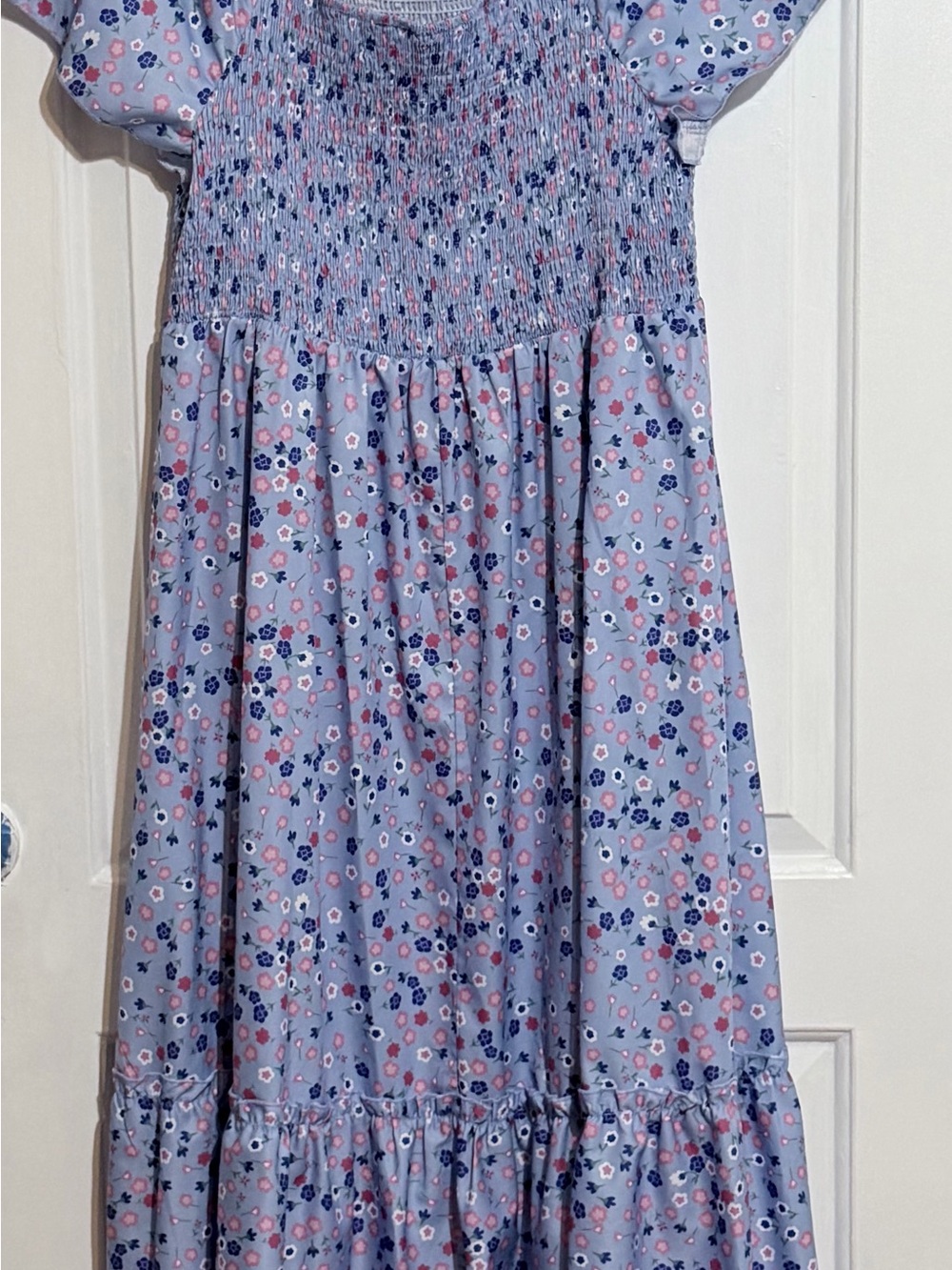 SHEIN Lavender Floral Smocked Midi Dress with Pink & Navy Accents plus 2XL - Picture 5 of 7